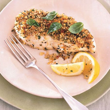 Roasted Halibut with Walnut Crust
