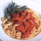 Fettuccine with Veal in a Roasted Red Pepper Cream Sauce