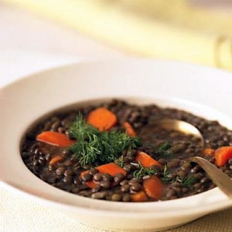 Lentil, Carrot, and Lemon Soup with Fresh Dill