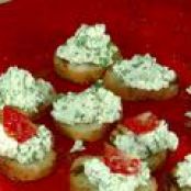 Appetizers (Black Pepper-Basil Farmer's Cheese Bruschetta with Tomato)