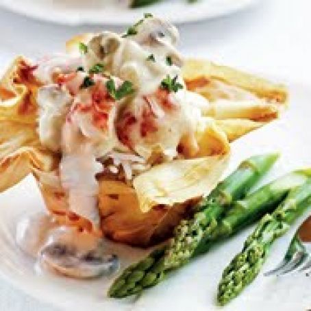 Lobster Thermidor in Parmesan Phyllo Baskets