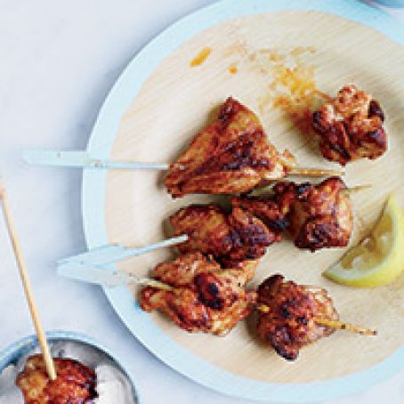 Chicken Thigh Kebabs with Chile-Yogurt Sauce