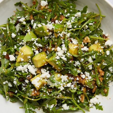 Pati's Arugula Avocado Salad with Date and Walnut Vinaigrette