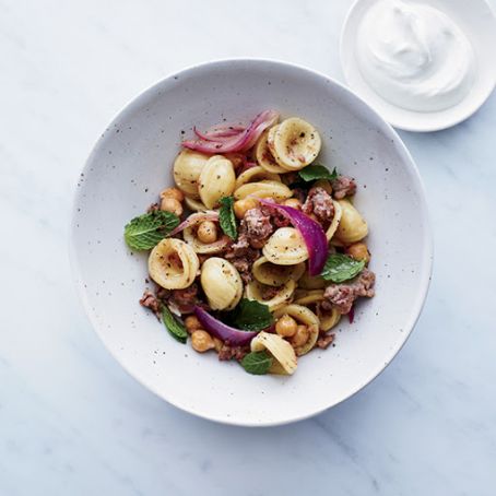 Orecchiette with Sausage, Chickpeas and Mint