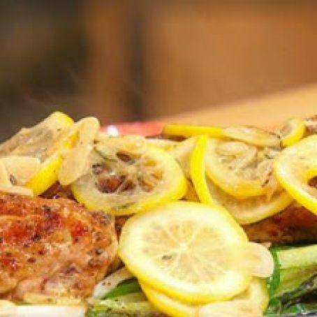Lemon & Rosemary Chicken with Spring Onions, Rice Pilaf with Artichokes & Pine Nuts