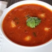 White Bean, Red Pepper and Tomato Soup with Ricotta Dumplings
