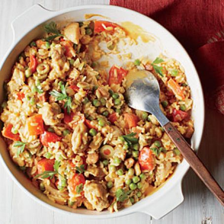 Spanish Chicken and Rice with Saffron Cream