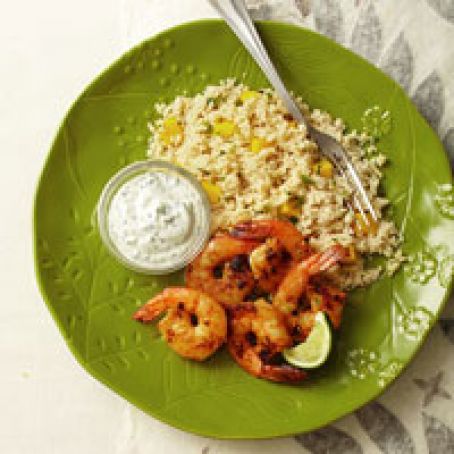 Grilled Curry Shrimp with Mango Couscous - Dairy Free