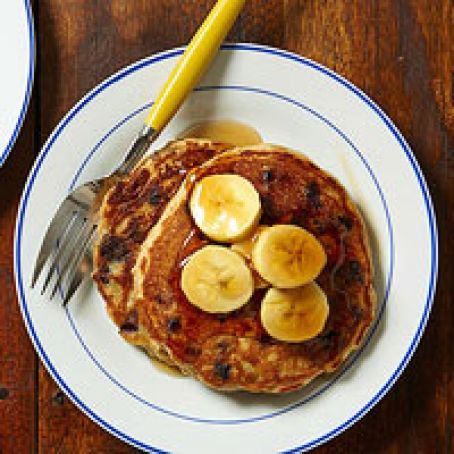 Blueberry Pancakes with Caramelized Bananas
