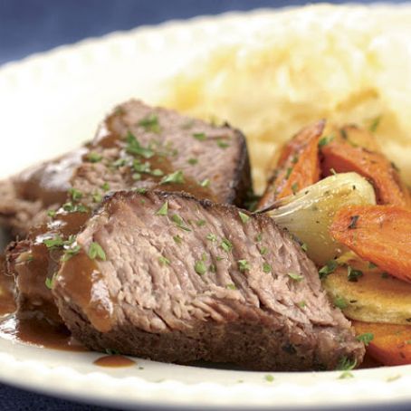 Slow-Cooked Pot Roast with Mustard & Horseradish Gravy