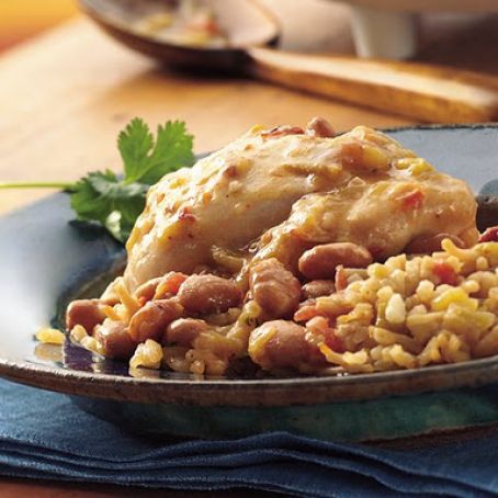 Slow Cooker Chipotle Chicken and Pintos with Spanish Rice