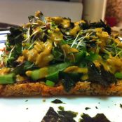 Adzuki Bean Quinoa Sesame Pizza with Spicy Sun-Dried Tomato Marinara Sauce