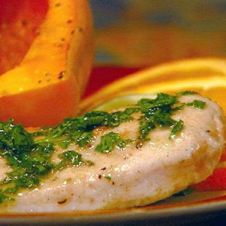 Oven-Baked Herb-Crusted Chicken with Parsley Olive Oil Sauce
