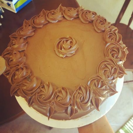 Chocolate Buttermilk Cake with Peanut Butter Filling and Dark Chocolate Buttercream