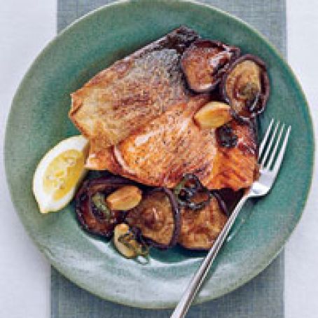 Jean-Georges' Salmon with Roasted Shiitakes and Mushroom Sauce