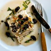 SEARED BLACKFISH w/TOM WATER, HERBS & OLIVES