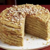 Crêpe Cake with Coffee Cream and Hazelnut Praline