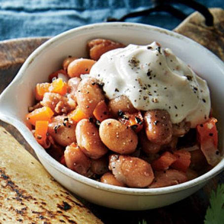 Simmered Pinto Beans with Chipotle Sour Cream