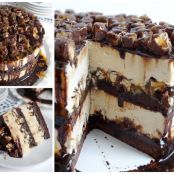 SNICKERS PEANUT BUTTER BROWNIE ICE CREAM CAKE