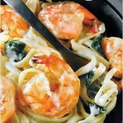 Alfredo Linguine with Shrimp & Spinach
