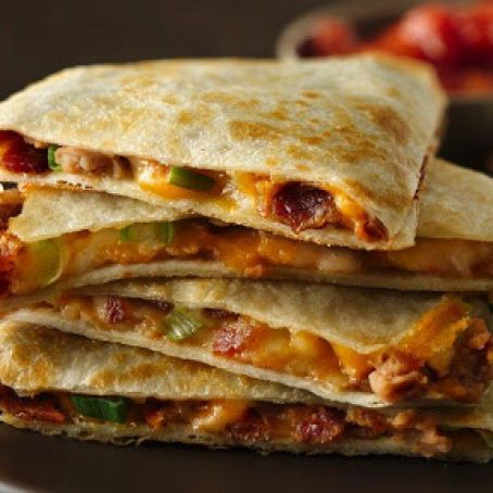 Cheesy Bacon Bean Quesadillas