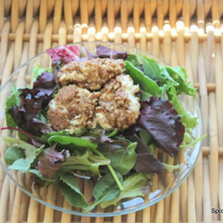 Mixed Spring Greens Salad with Pecan Crusted Goat Cheese & Orange Vinaigrette