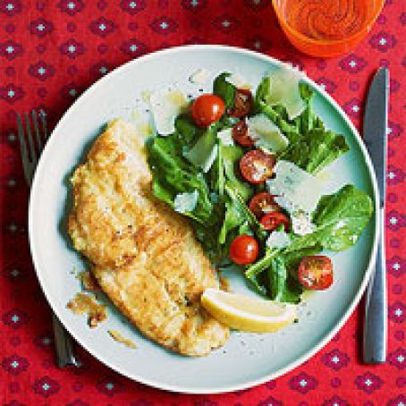 Lemon-Parm Sole with Arugula Salad