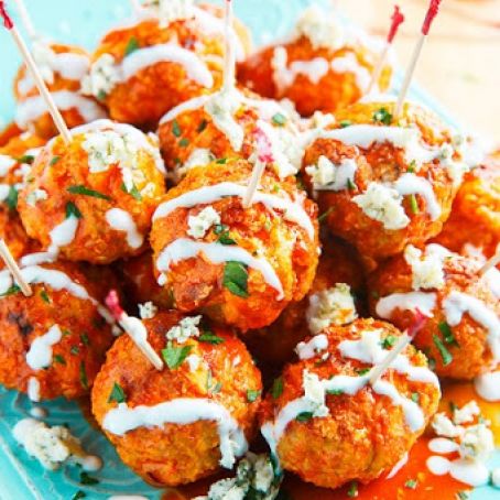 Jalapeno Popper Stuffed Buffalo Chicken Meatballs