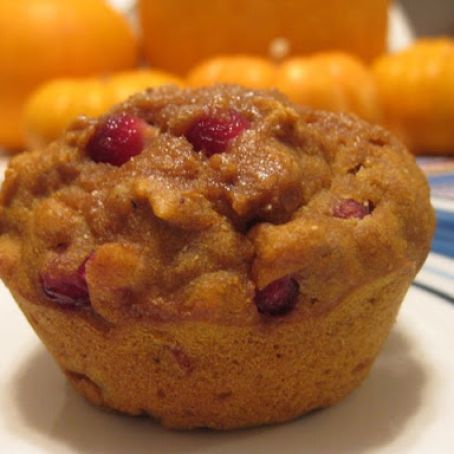 Breads: Healthy Pumpkin Pomegranate Muffins