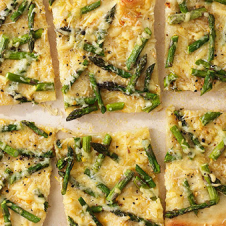Cheesy Asparagus Pizza