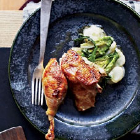 Roast Guinea Hens with Prosciutto and Endives