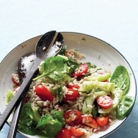 Brown-Rice Salad with Spinach and Tomatoes