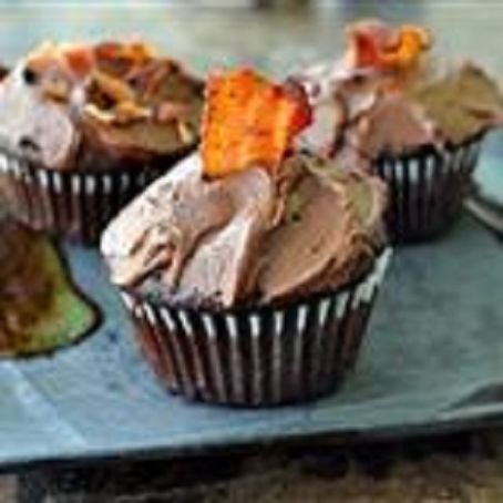 Dark Chocolate Bacon Cupcakes