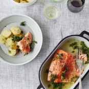 Salmon with Potato Salad and Horseradish Yogurt