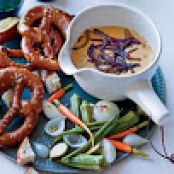 Gouda, Pancetta and Onion Fondue with Pretzels