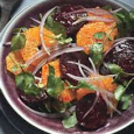 Beet and Tangerine Salad with cranberry dressing
