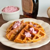 Toasty Pumpkin Waffles with Maple Cranberry Butter