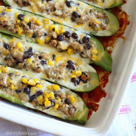 Turkey Santa Fe Zucchini Boats | Skinnytaste