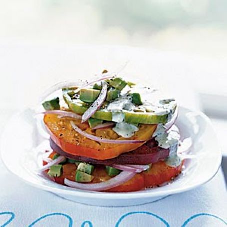 Heirloom Tomato and Avocado Stack