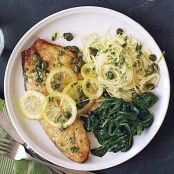 Meals (Piccata-Style Fish Fillets with Thin Pasta and Wilted Spinach)