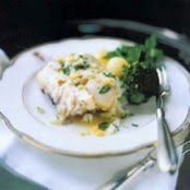 POACHED SEA BASS w/LEMON BUTTER