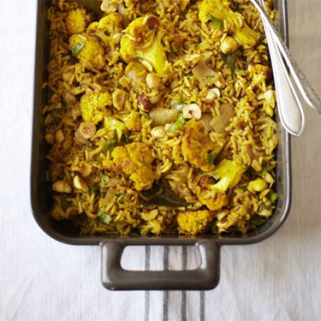 Roast cauliflower & hazelnut pilaf