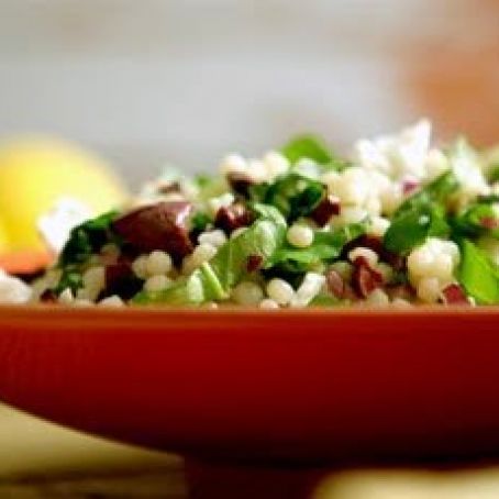Israeli Couscous with Olives, Arugula and Feta