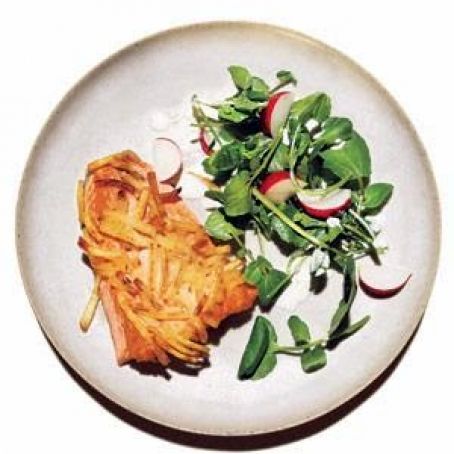 Potato-Crusted Salmon With Watercress Salad Recipe | Real Simple Recipes