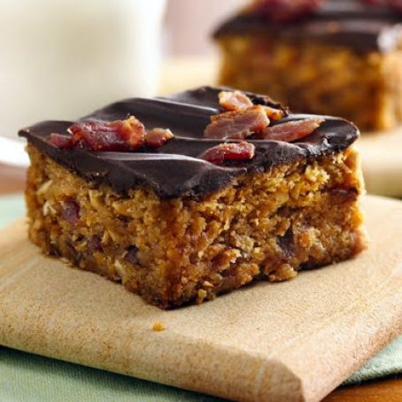 Chocolate-Topped Peanut Butter-Bacon Bars