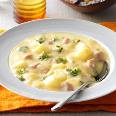 Makeover Cheesy Ham 'N' Potato Soup Recipe