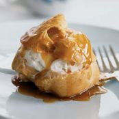 Cream Puffs with Ice Cream and Caramel