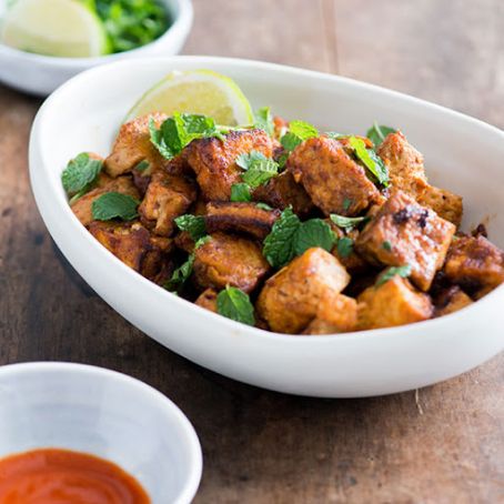 Sriracha Garlic Tofu with Mint