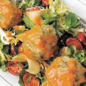 Grilled Mini Chicken Ball Salad with Oven Dried Tomatoes