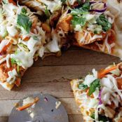 Indian Butter Chicken Naan Pizza with Lime & Peanut Slaw